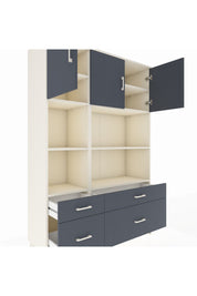 Hyperion Dolap 8 Raflı 4 Çekmeceli 3 Kapaklı 132x44x195 Aytaşı-Antrasit/Antrasit