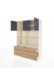 Hyperion Dolap 8 Raflı 4 Çekmeceli 3 Kapaklı 132x44x195 Aytaşı-Antrasit/Çam