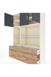 Hyperion Dolap 8 Raflı 4 Çekmeceli 3 Kapaklı 132x44x195 Aytaşı-Antrasit/Çam