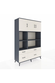 Hyperion Dolap 8 Raflı 4 Çekmeceli 3 Kapaklı 132x44x195 Antrasit-Aytaşı/Aytaşı