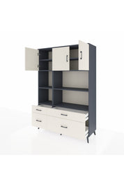 Hyperion Dolap 8 Raflı 4 Çekmeceli 3 Kapaklı 132x44x195 Antrasit-Aytaşı/Aytaşı
