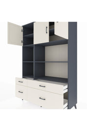 Hyperion Dolap 8 Raflı 4 Çekmeceli 3 Kapaklı 132x44x195 Antrasit-Aytaşı/Aytaşı