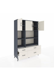 Hyperion Dolap 8 Raflı 4 Çekmeceli 3 Kapaklı 132x44x195 Antrasit-Aytaşı/Aytaşı