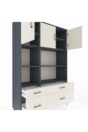 Hyperion Dolap 8 Raflı 4 Çekmeceli 3 Kapaklı 132x44x195 Antrasit-Aytaşı/Aytaşı