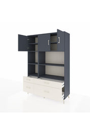 Hyperion Dolap 8 Raflı 4 Çekmeceli 3 Kapaklı 132x44x195 Antrasit-Antrasit/Aytaşı