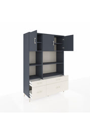 Hyperion Dolap 8 Raflı 4 Çekmeceli 3 Kapaklı 132x44x195 Antrasit-Antrasit/Aytaşı