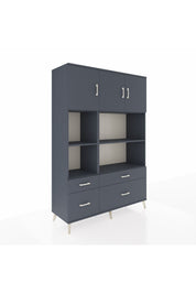 Hyperion Dolap 8 Raflı 4 Çekmeceli 3 Kapaklı 132x44x195 Antrasit-Antrasit/Antrasit
