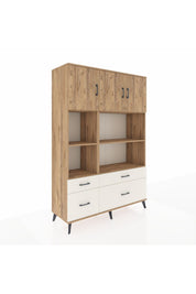Hyperion Dolap 8 Raflı 4 Çekmeceli 3 Kapaklı 132x44x195 Çam-Çam/Aytaşı