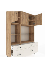 Hyperion Dolap 8 Raflı 4 Çekmeceli 3 Kapaklı 132x44x195 Çam-Çam/Aytaşı
