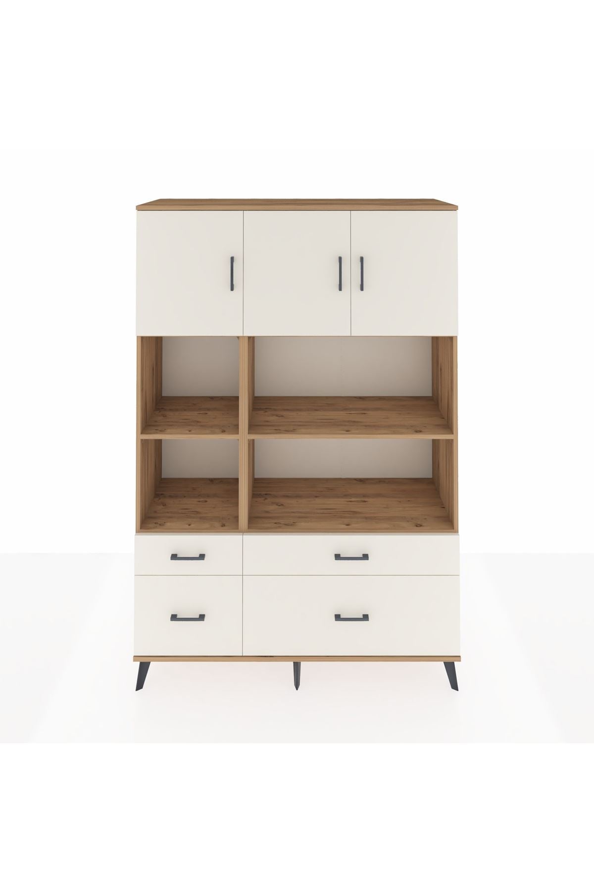 Hyperion Dolap 8 Raflı 4 Çekmeceli 3 Kapaklı 132x44x195 Çam-Aytaşı/Aytaşı