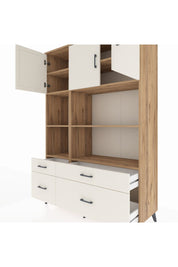 Hyperion Dolap 8 Raflı 4 Çekmeceli 3 Kapaklı 132x44x195 Çam-Aytaşı/Aytaşı