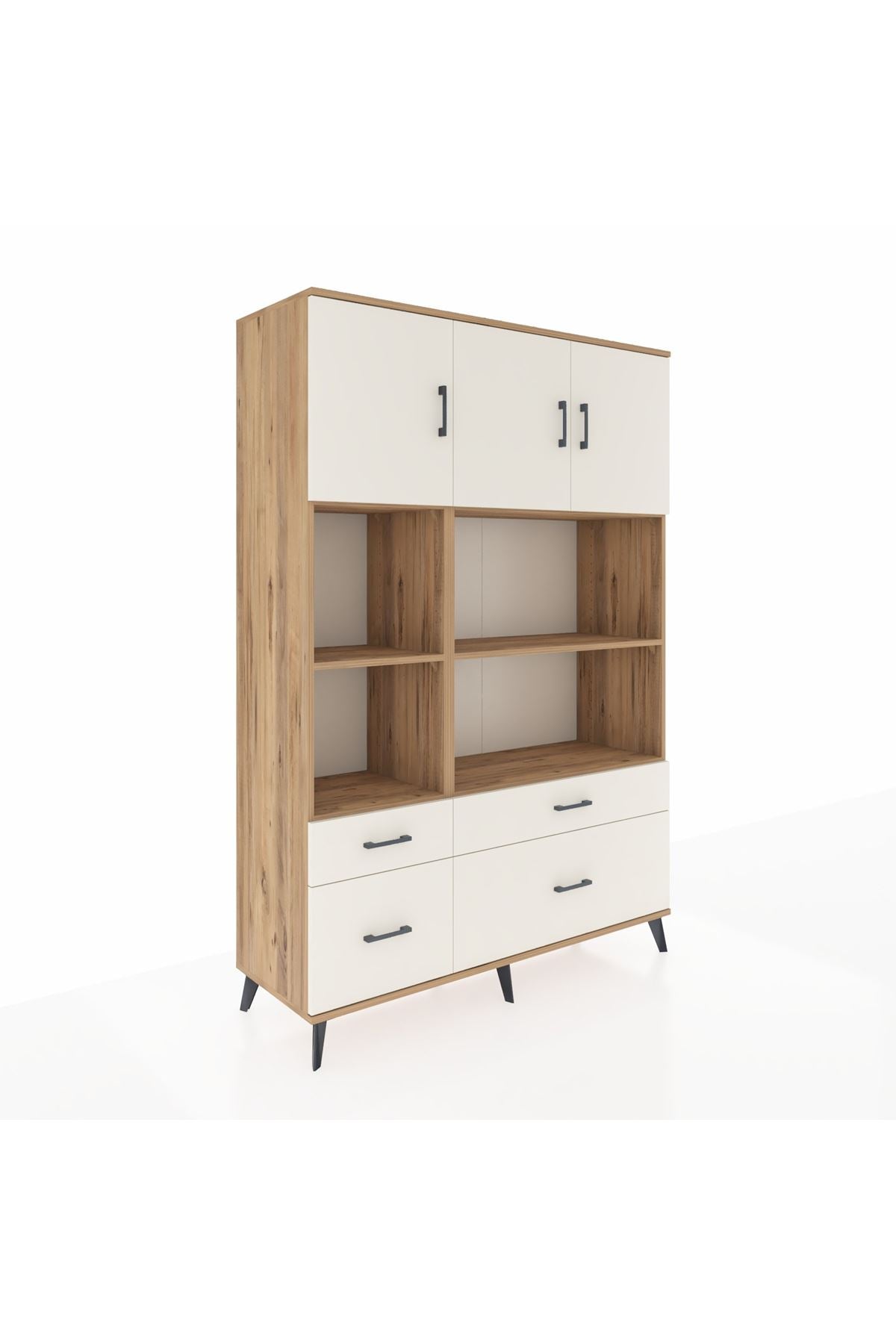 Hyperion Dolap 8 Raflı 4 Çekmeceli 3 Kapaklı 132x44x195 Çam-Aytaşı/Aytaşı