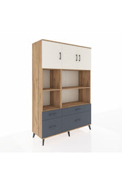 Hyperion Dolap 8 Raflı 4 Çekmeceli 3 Kapaklı 132x44x195 Çam-Aytaşı/Antrasit