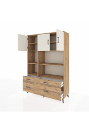 Hyperion Dolap 8 Raflı 4 Çekmeceli 3 Kapaklı 132x44x195 Çam-Aytaşı/Çam