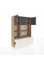 Hyperion Dolap 8 Raflı 4 Çekmeceli 3 Kapaklı 132x44x195 Çam-Antrasit/Aytaşı