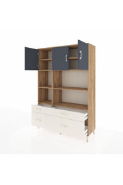 Hyperion Dolap 8 Raflı 4 Çekmeceli 3 Kapaklı 132x44x195 Çam-Antrasit/Aytaşı