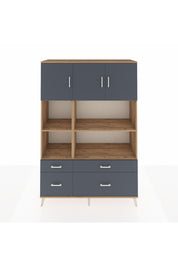 Hyperion Dolap 8 Raflı 4 Çekmeceli 3 Kapaklı 132x44x195 Çam-Antrasit/Antrasit