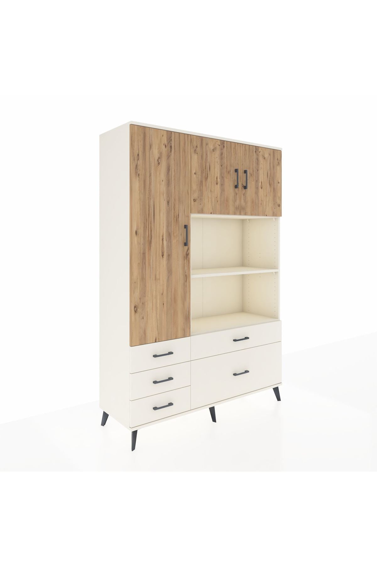 Hyperion Dolap 7 Raflı 5 Çekmeceli 3 Kapaklı 132x44x195 Aytaşı-Çam/Aytaşı