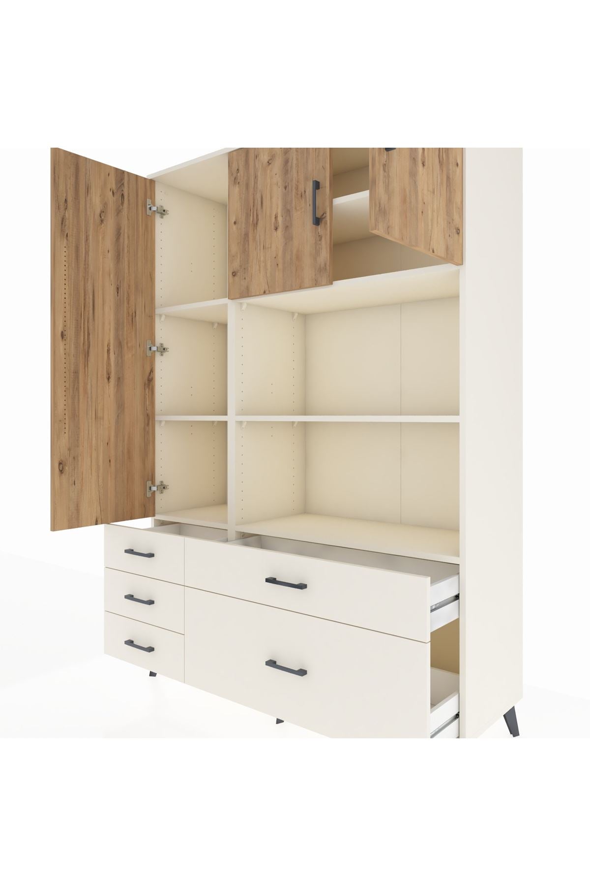 Hyperion Dolap 7 Raflı 5 Çekmeceli 3 Kapaklı 132x44x195 Aytaşı-Çam/Aytaşı