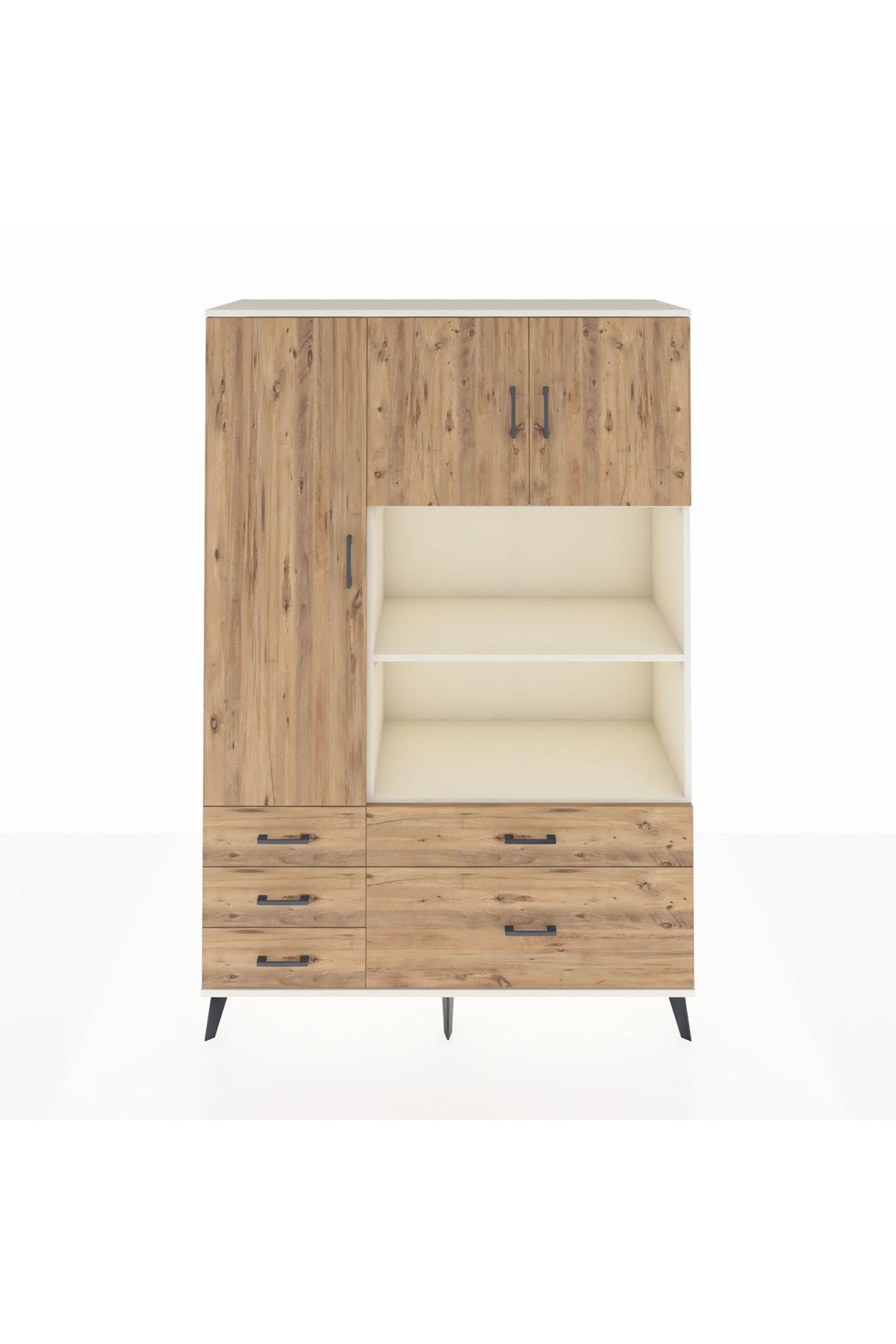 Hyperion Dolap 7 Raflı 5 Çekmeceli 3 Kapaklı 132x44x195 Aytaşı-Çam/Çam