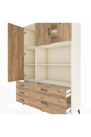 Hyperion Dolap 7 Raflı 5 Çekmeceli 3 Kapaklı 132x44x195 Aytaşı-Çam/Çam