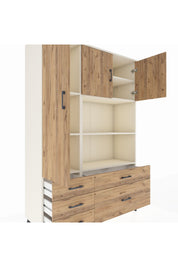 Hyperion Dolap 7 Raflı 5 Çekmeceli 3 Kapaklı 132x44x195 Aytaşı-Çam/Çam