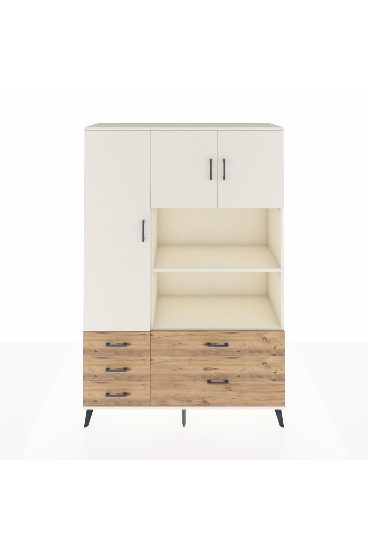 Hyperion Dolap 7 Raflı 5 Çekmeceli 3 Kapaklı 132x44x195 Aytaşı-Aytaşı/Çam