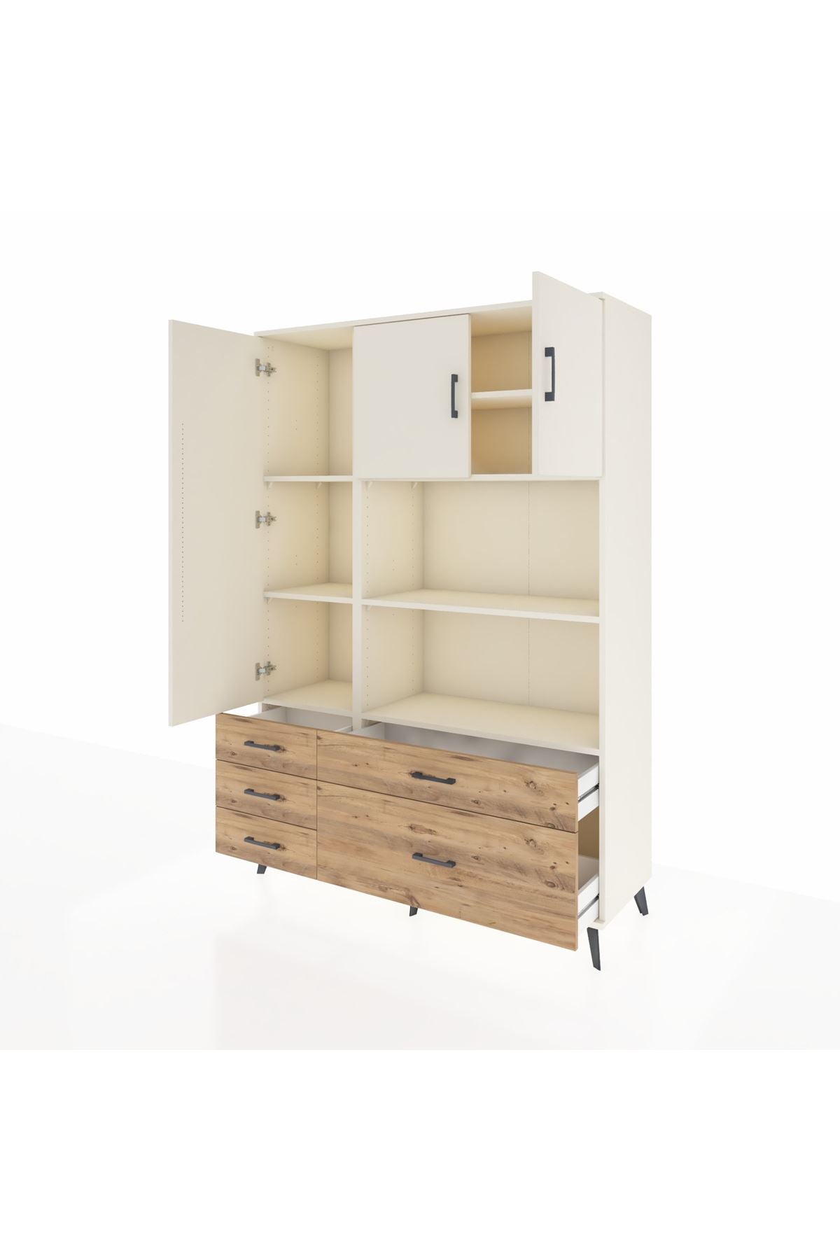 Hyperion Dolap 7 Raflı 5 Çekmeceli 3 Kapaklı 132x44x195 Aytaşı-Aytaşı/Çam