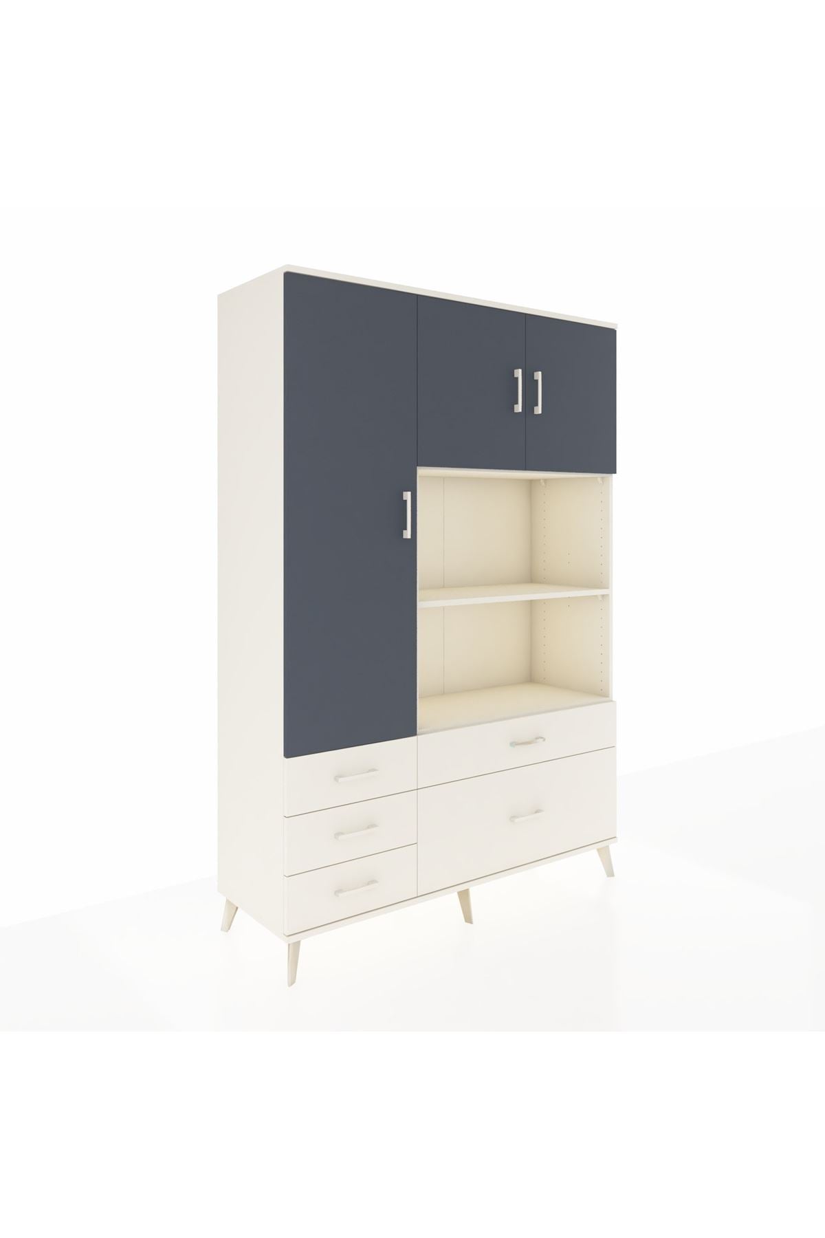 Hyperion Dolap 7 Raflı 5 Çekmeceli 3 Kapaklı 132x44x195 Aytaşı-Antrasit/Aytaşı