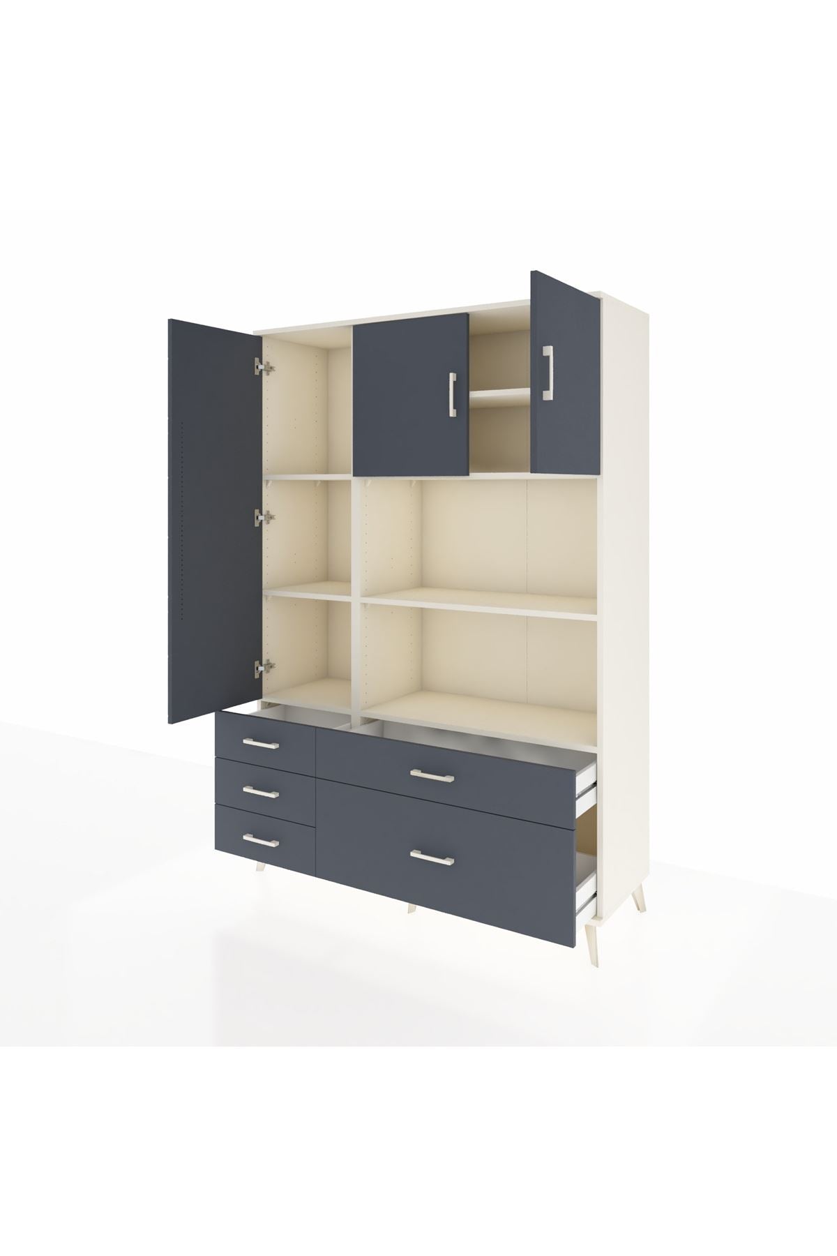 Hyperion Dolap 7 Raflı 5 Çekmeceli 3 Kapaklı 132x44x195 Aytaşı-Antrasit/Antrasit