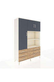 Hyperion Dolap 7 Raflı 5 Çekmeceli 3 Kapaklı 132x44x195 Aytaşı-Antrasit/Çam