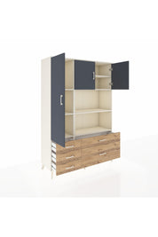 Hyperion Dolap 7 Raflı 5 Çekmeceli 3 Kapaklı 132x44x195 Aytaşı-Antrasit/Çam