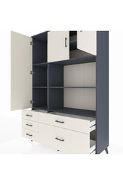 Hyperion Dolap 7 Raflı 5 Çekmeceli 3 Kapaklı 132x44x195 Antrasit-Aytaşı/Aytaşı