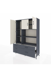 Hyperion Dolap 7 Raflı 5 Çekmeceli 3 Kapaklı 132x44x195 Antrasit-Aytaşı/Antrasit