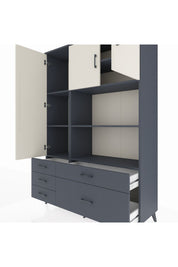Hyperion Dolap 7 Raflı 5 Çekmeceli 3 Kapaklı 132x44x195 Antrasit-Aytaşı/Antrasit