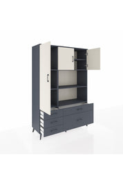 Hyperion Dolap 7 Raflı 5 Çekmeceli 3 Kapaklı 132x44x195 Antrasit-Aytaşı/Antrasit