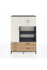 Hyperion Dolap 7 Raflı 5 Çekmeceli 3 Kapaklı 132x44x195 Antrasit-Aytaşı/Çam