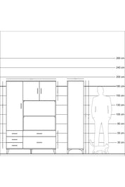Hyperion Dolap 7 Raflı 5 Çekmeceli 3 Kapaklı 132x44x195 Antrasit-Antrasit/Antrasit