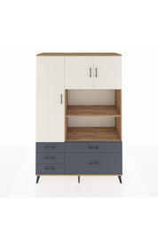 Hyperion Dolap 7 Raflı 5 Çekmeceli 3 Kapaklı 132x44x195 Çam-Aytaşı/Antrasit