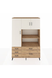 Hyperion Dolap 7 Raflı 5 Çekmeceli 3 Kapaklı 132x44x195 Çam-Aytaşı/Çam