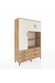 Hyperion Dolap 7 Raflı 5 Çekmeceli 3 Kapaklı 132x44x195 Çam-Aytaşı/Çam