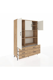 Hyperion Dolap 7 Raflı 5 Çekmeceli 3 Kapaklı 132x44x195 Çam-Aytaşı/Çam