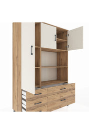 Hyperion Dolap 7 Raflı 5 Çekmeceli 3 Kapaklı 132x44x195 Çam-Aytaşı/Çam
