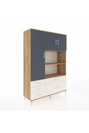 Hyperion Dolap 7 Raflı 5 Çekmeceli 3 Kapaklı 132x44x195 Çam-Antrasit/Aytaşı