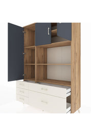 Hyperion Dolap 7 Raflı 5 Çekmeceli 3 Kapaklı 132x44x195 Çam-Antrasit/Aytaşı