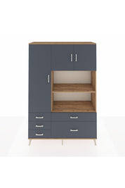 Hyperion Dolap 7 Raflı 5 Çekmeceli 3 Kapaklı 132x44x195 Çam-Antrasit/Antrasit