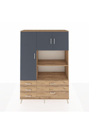 Hyperion Dolap 7 Raflı 5 Çekmeceli 3 Kapaklı 132x44x195 Çam-Antrasit/Çam