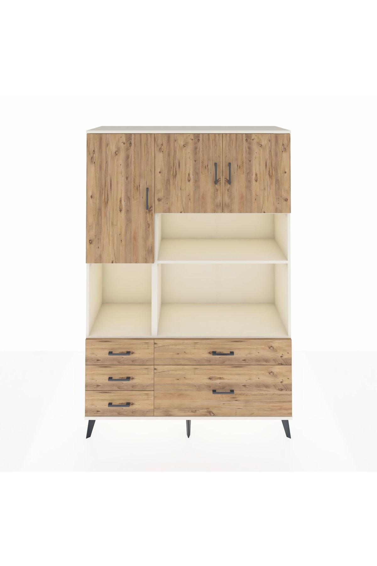 Hyperion Dolap 8 Raflı 5 Çekmeceli 3 Kapaklı 132x44x195 Aytaşı-Çam/Çam