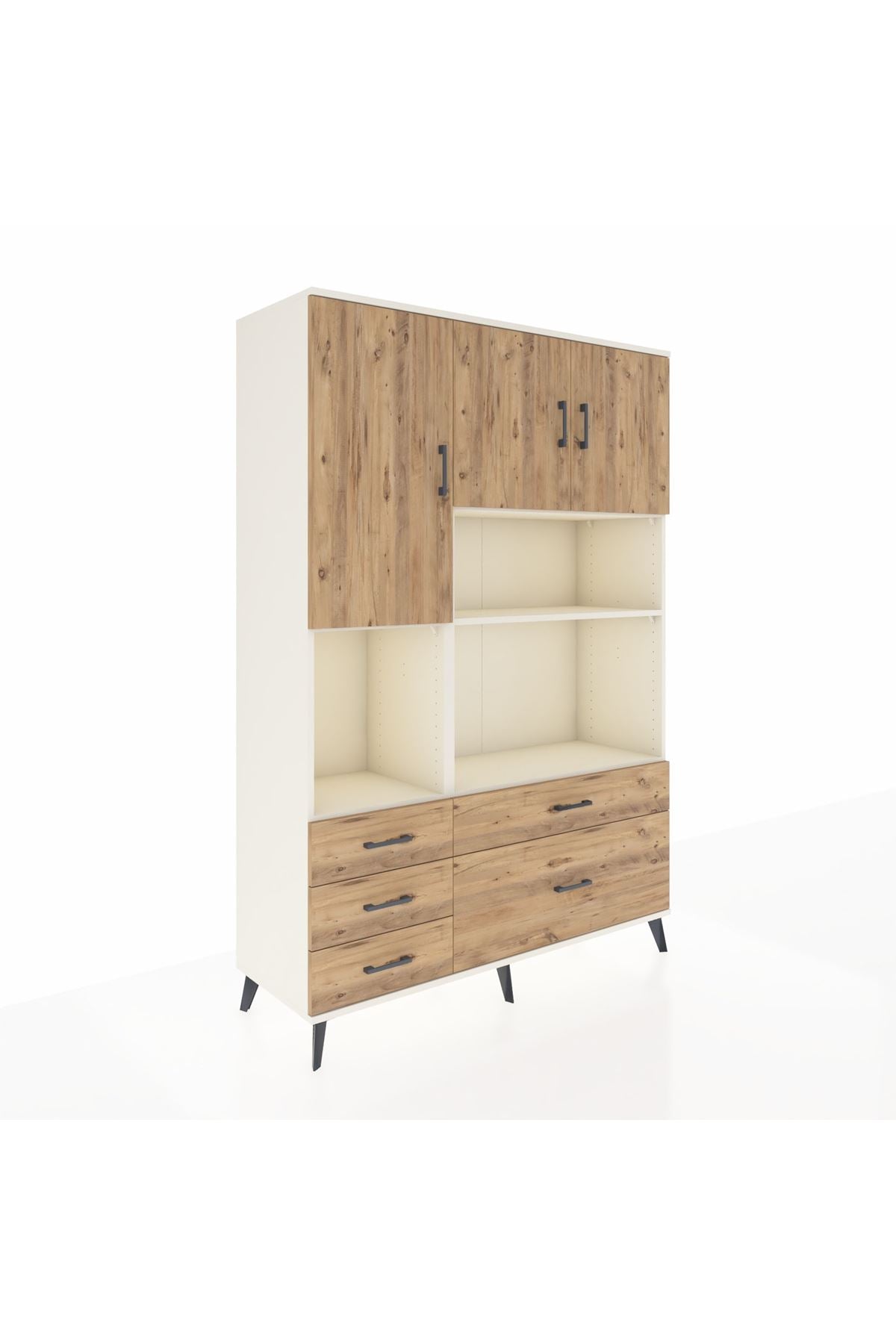 Hyperion Dolap 8 Raflı 5 Çekmeceli 3 Kapaklı 132x44x195 Aytaşı-Çam/Çam