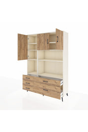 Hyperion Dolap 8 Raflı 5 Çekmeceli 3 Kapaklı 132x44x195 Aytaşı-Çam/Çam